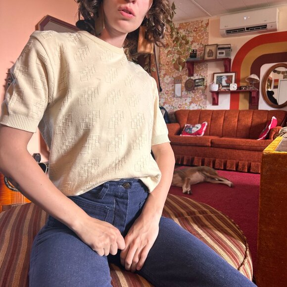 1960s knitted square short sleeved top from Ban Lon by Paris Star! - Picture 5 of 13